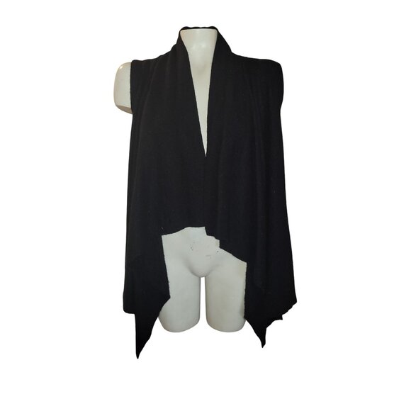 HALOGEN Black‎ Cashmere Blend Waterfall Cardigan Vest S designer luxury - Picture 1 of 7